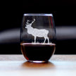 Elk Engraved Stemless Wine Glass - Multi-Layer Engraving - 17 oz & 15 oz