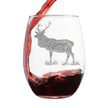 Elk Engraved Stemless Wine Glass - Multi-Layer Engraving - 17 oz & 15 oz