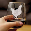 Hen Engraved Stemless Wine Glass - Multi-Layer Engraving - 17 oz & 15 oz