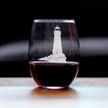 Lighthouse Engraved Stemless Wine Glass - Multi-Layer Engraving - 17 oz & 15 oz
