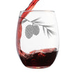 Pinecones Engraved Stemless Wine Glass - Multi-Layer Engraving - 17 oz & 15 oz