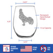 Rooster Engraved Stemless Wine Glass - Multi-Layer Engraving - 17 oz & 15 oz
