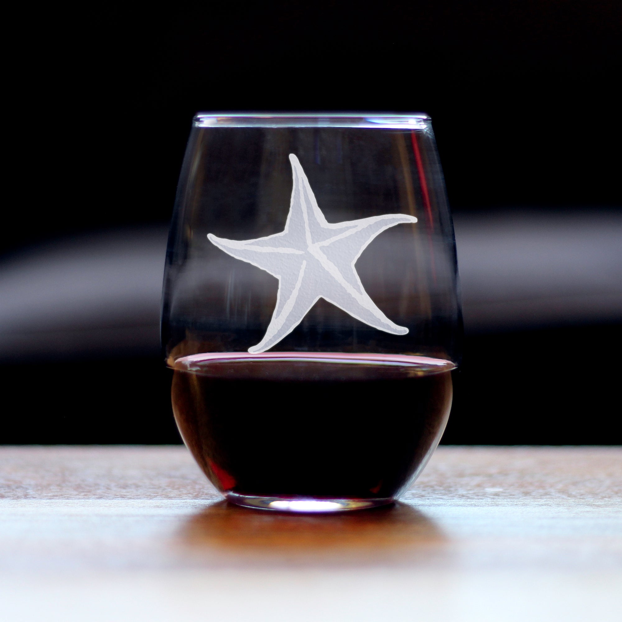 Starfish Engraved Stemless Wine Glass - Multi-Layer Engraving - 17 oz & 15 oz