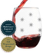Star Pattern Engraved Stemless Wine Glass - Full Wrap - Multi-Layer Engraving - 17 oz & 15 oz