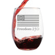 Freedom 250 Logo Engraved Stemless Wine Glass - 15 oz Official USA 250th Anniversary Merch