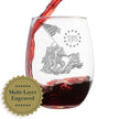 Freedom 250 Raising the Flag on Iwo Jima Engraved Stemless Wine Glass - 15 oz Official USA 250th Anniversary Merch
