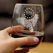 Freedom 250 Bald Eagle Engraved Stemless Wine Glass - 15 oz Official USA 250th Anniversary Merch
