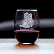 Freedom 250 Cowgirl Boots Engraved Stemless Wine Glass - 15 oz Official USA 250th Anniversary Merch
