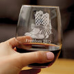 Freedom 250 Cowgirl Boots Engraved Stemless Wine Glass - 15 oz Official USA 250th Anniversary Merch