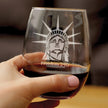 Freedom 250 Statue of Liberty Profile Engraved Stemless Wine Glass - 15 oz Official USA 250th Anniversary Merch