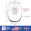 Freedom 250 Statue of Liberty Profile Engraved Stemless Wine Glass - 15 oz Official USA 250th Anniversary Merch