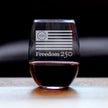 Freedom 250 Logo Engraved Stemless Wine Glass - 15 oz Official USA 250th Anniversary Merch