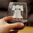 Freedom 250 Liberty Bell Engraved Stemless Wine Glass - 15 oz Official USA 250th Anniversary Merch