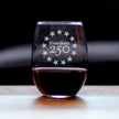Freedom 250 Betsy Ross Logo Engraved Stemless Wine Glass - 15 oz Official USA 250th Anniversary Merch