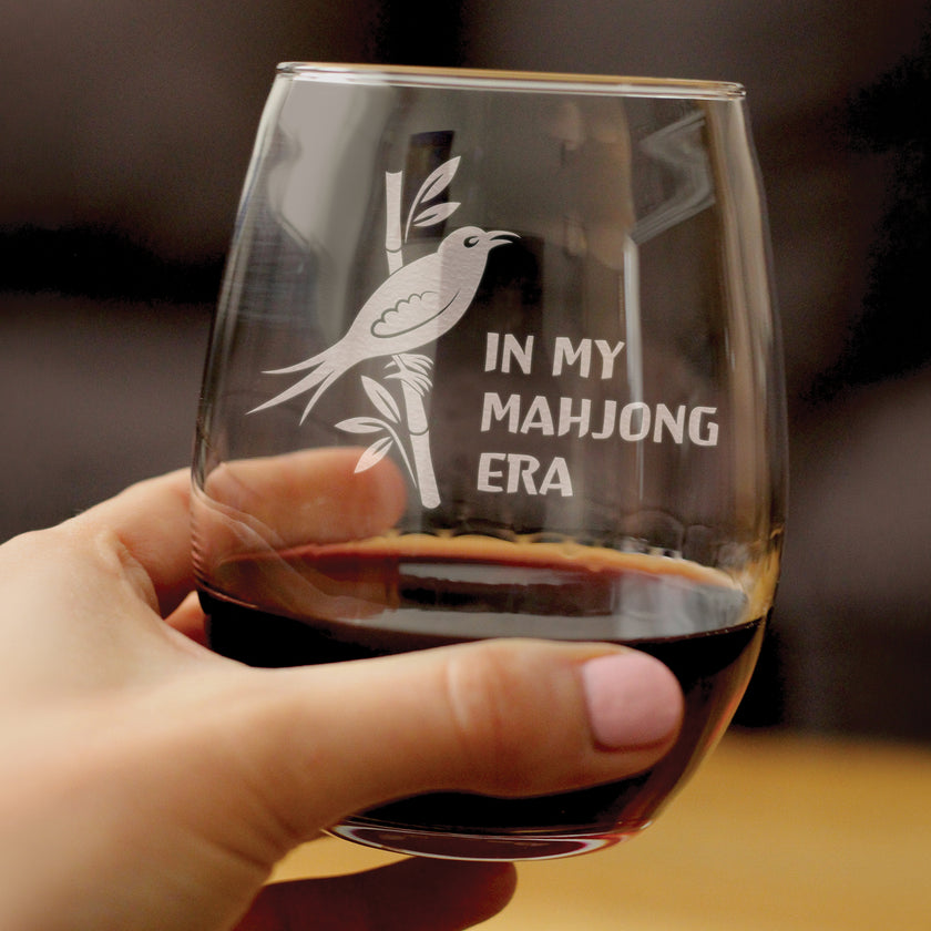 Mahjong Era - Engraved Stemless Wine Glass - 17 oz & 15 oz