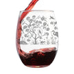 Chinoiserie Mural Pattern Engraved Stemless Wine Glass - Full Wrap - Multi-Layer Engraving - 17 oz & 15 oz