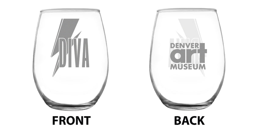 Denver Art Museum - Bowie Lightening Bolt & DAM - Made in USA Wine Glasses - 15 oz