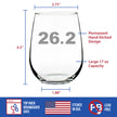 26.2 Marathon Stemless Wine Glass - Gifts for Marathon Runners - Large 17 Ounce Glasses