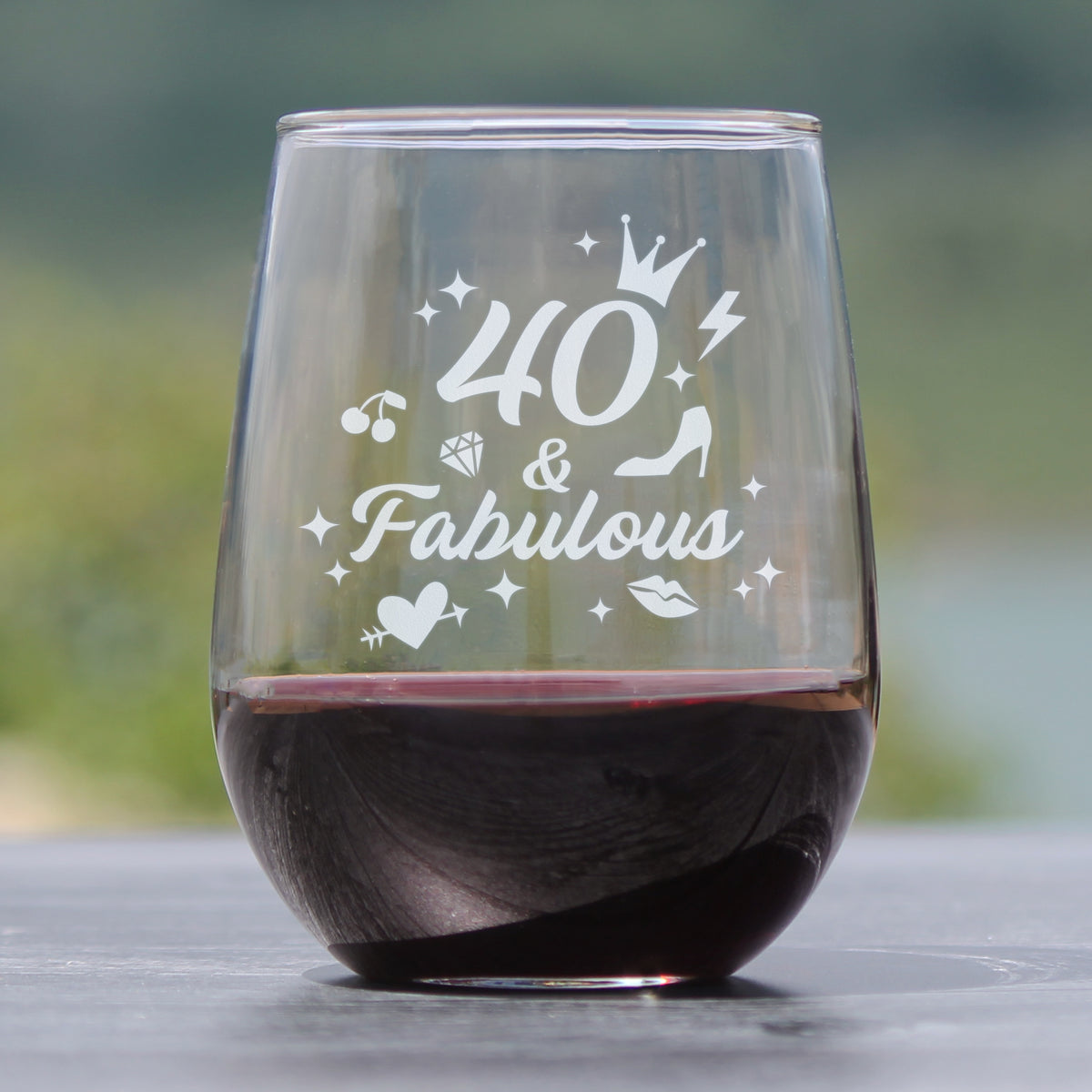 40 And Fabulous - Stemless Wine Glass Gift - Funny 40th Birthday Gifts for Women Turning 40 - Large 17 Ounce