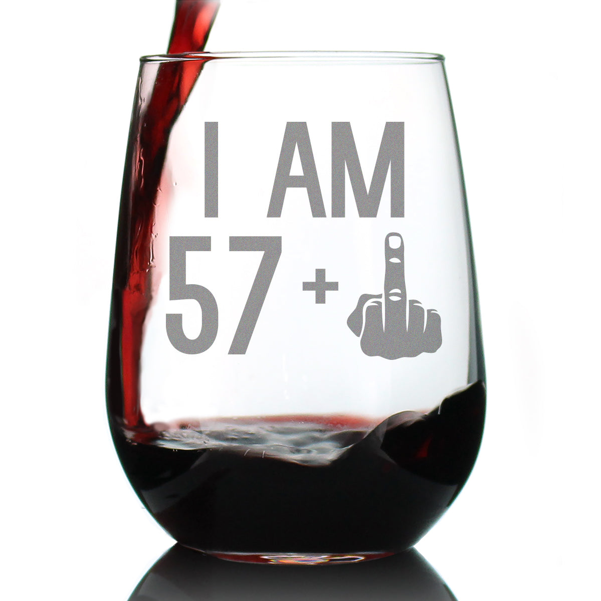 57 + 1 Middle Finger - 58th Birthday Stemless Wine Glass for Women