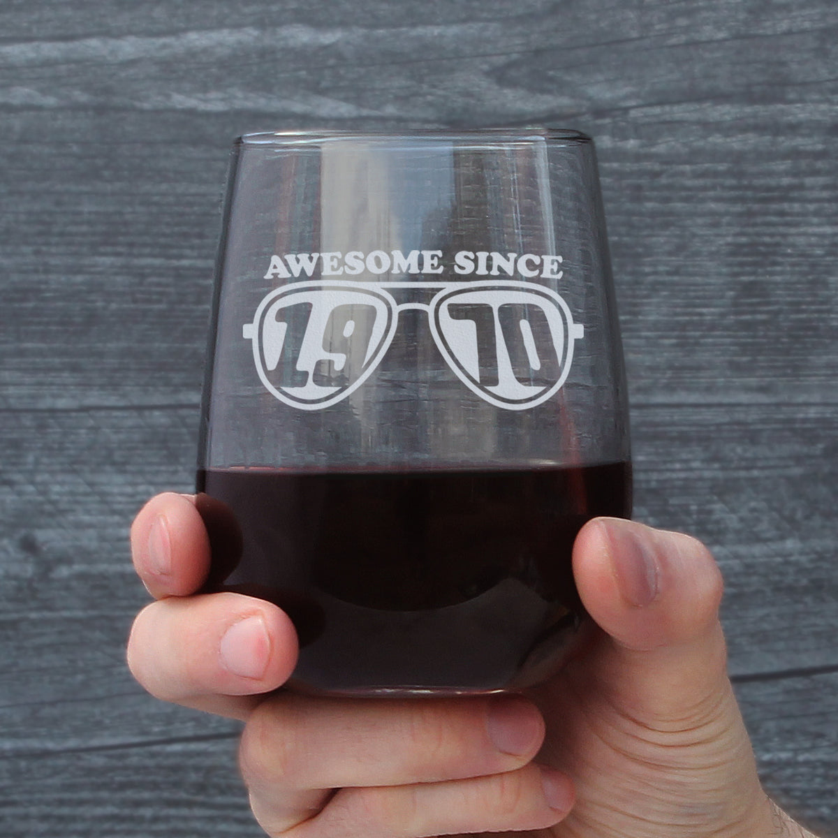Awesome Since 1970 Engraved Stemless Wine Glass Gifts 55th Birthday Gift Ideas Large Wine Glasses - 17 oz
