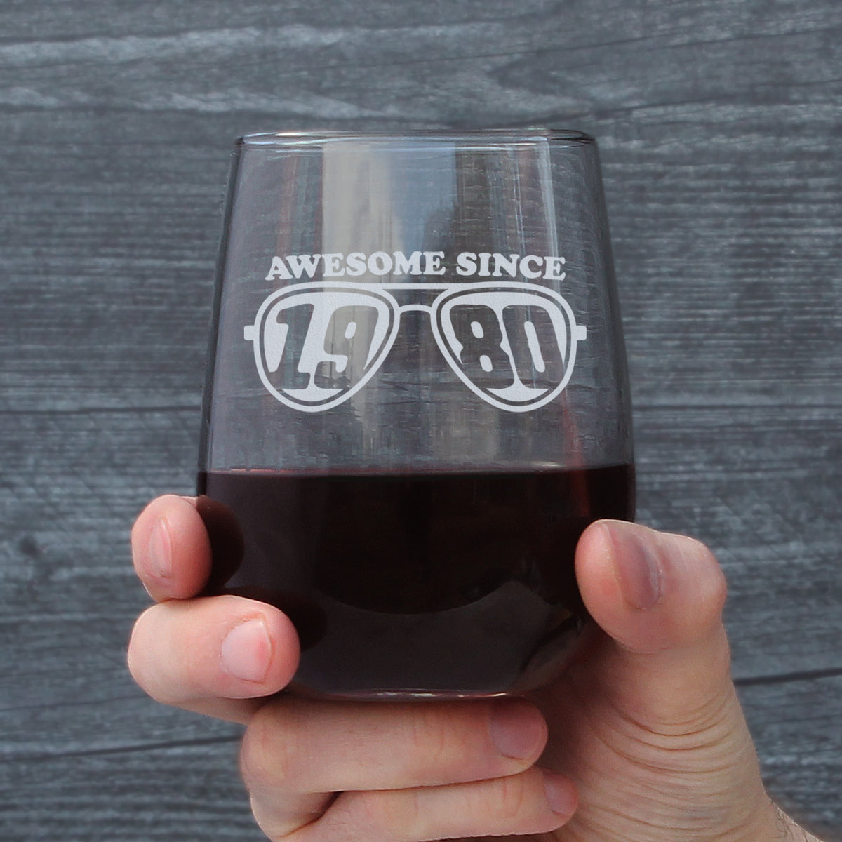 Awesome Since 1980 Engraved Stemless Wine Glass Gifts 45th Birthday Gift Ideas Large Wine Glasses - 17 oz
