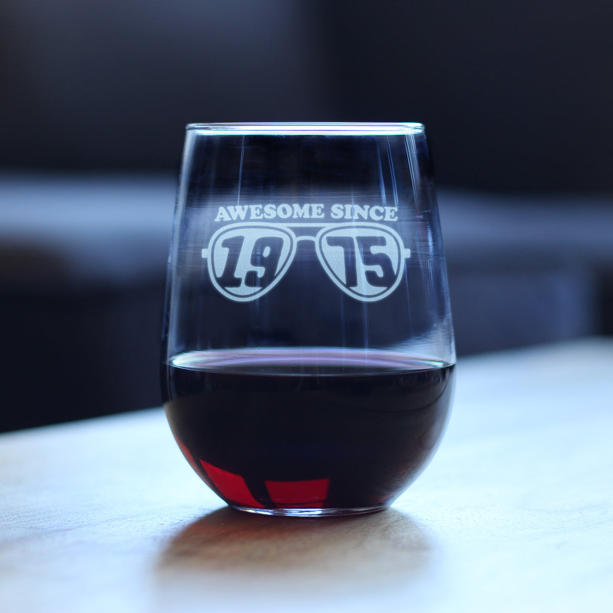 Awesome Since 1975 Engraved Stemless Wine Glass Gifts 50th Birthday Gift Ideas Large Wine Glasses - 17 oz