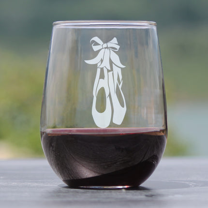 Ballet Shoes - Stemless Wine Glass - Ballerina and Dance Teacher Gifts - Large 17 Ounce