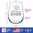 Tennis Coach Gifts for Coaches - Engraved Stemless Wine Glass - Best Coach Ever - Large Wine Glasses - 17 oz
