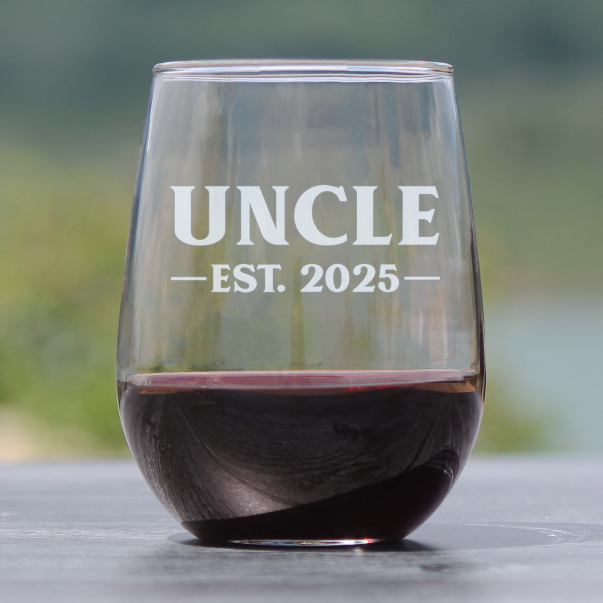 Uncle Est 2025 - Stemless Wine Glass Gift for First Time Uncles - Bold 17 Oz Large Glasses