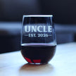 Uncle Est 2026 - Engraved Stemless Wine Glass - New Uncle Gift for First Time Uncles - Bold Large Wine Glasses - 17 oz