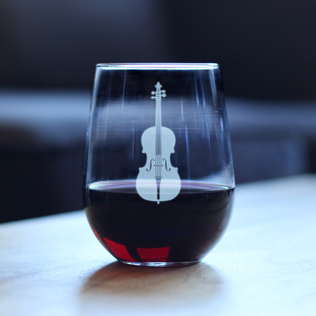 Cello - Stemless Wine Glass - Orchestra Gifts for Cellists - Large 17 Ounce Glasses