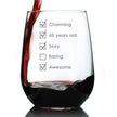 60th Birthday Checklist - Stemless Wine Glass Gift - Funny Bday Gifts for Women and Men Turning 60 - Large 17 Ounce
