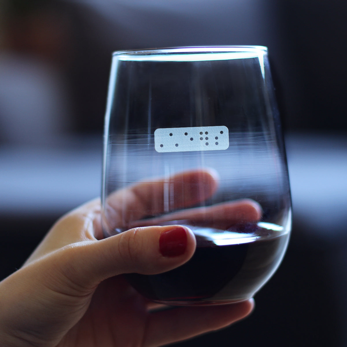 Braille Cheers Stemless Wine Glass - Fun Braille Gifts for Braille Teachers and Visually Impaired or Blind Braille Readers - Large 17 Oz Glasses