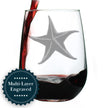 Starfish Engraved Stemless Wine Glass - Multi-Layer Engraving - 17 oz & 15 oz