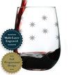 Star Pattern Engraved Stemless Wine Glass - Full Wrap - Multi-Layer Engraving - 17 oz & 15 oz