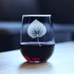 Aspen Leaf Engraved Stemless Wine Glass - Multi-Layer Engraving - 17 oz & 15 oz