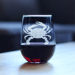 Crab Engraved Stemless Wine Glass - Multi-Layer Engraving - 17 oz & 15 oz