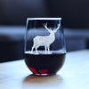 Deer Engraved Stemless Wine Glass - Multi-Layer Engraving - 17 oz & 15 oz