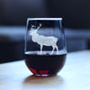 Elk Engraved Stemless Wine Glass - Multi-Layer Engraving - 17 oz & 15 oz