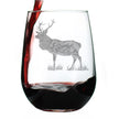 Elk Engraved Stemless Wine Glass - Multi-Layer Engraving - 17 oz & 15 oz