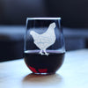 Hen Engraved Stemless Wine Glass - Multi-Layer Engraving - 17 oz & 15 oz