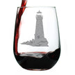 Lighthouse Engraved Stemless Wine Glass - Multi-Layer Engraving - 17 oz & 15 oz