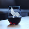 Rooster Engraved Stemless Wine Glass - Multi-Layer Engraving - 17 oz & 15 oz