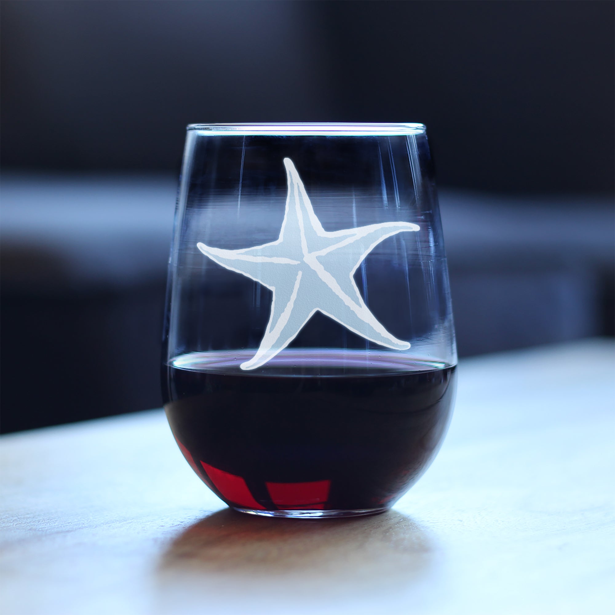 Starfish Engraved Stemless Wine Glass - Multi-Layer Engraving - 17 oz & 15 oz