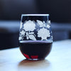 Folk Art Floral Engraved Stemless Wine Glass Hungarian Kalocsa Embroidery Pattern Multi-Layer Engraving - 17 oz & 15 oz