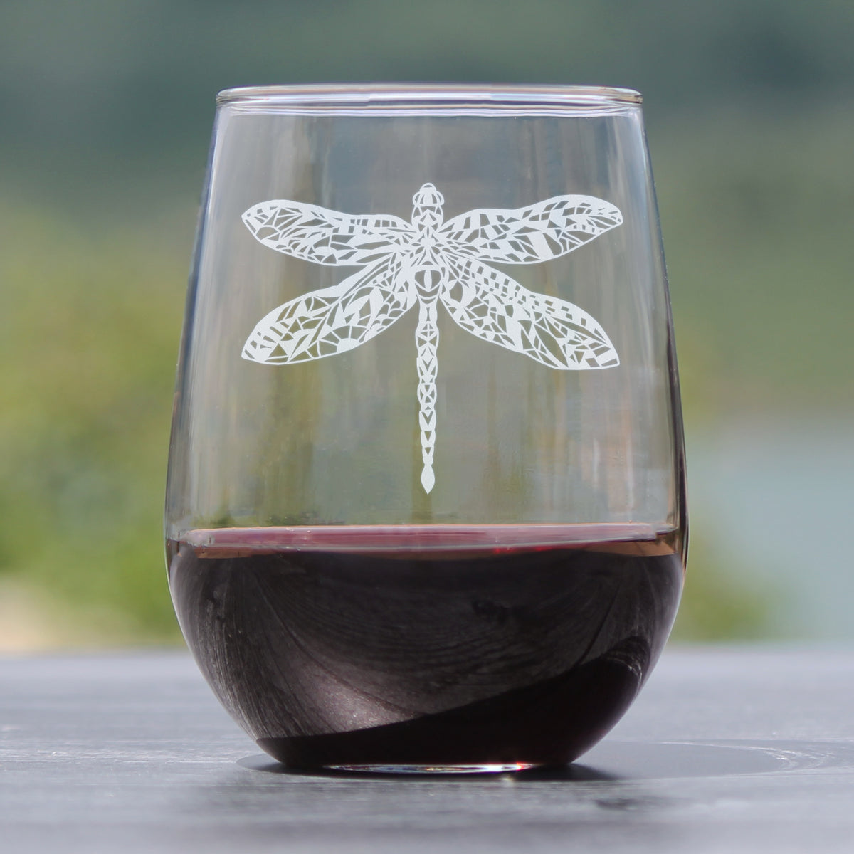 Dragonfly - Stemless Wine Glass - Unique Gifts for Women and Men Who Love Dragonflies - Large 17 Ounce)