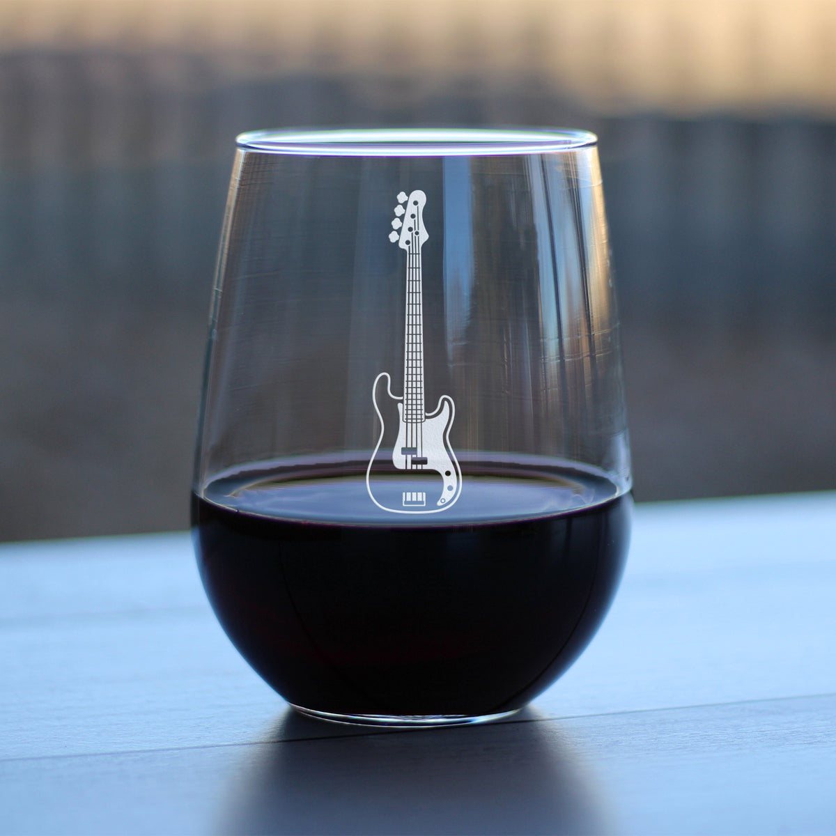 Electric Bass Stemless Wine Glass - Music Gifts for Bass Players, Teachers and Musical Accessories for Musicians that Play Bass Guitar - Large 17 Oz Glasses