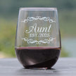 Aunt Est 2025 - New Aunties Stemless Wine Glass Gift for First Time Aunts - Decorative 17 Oz Large Glasses