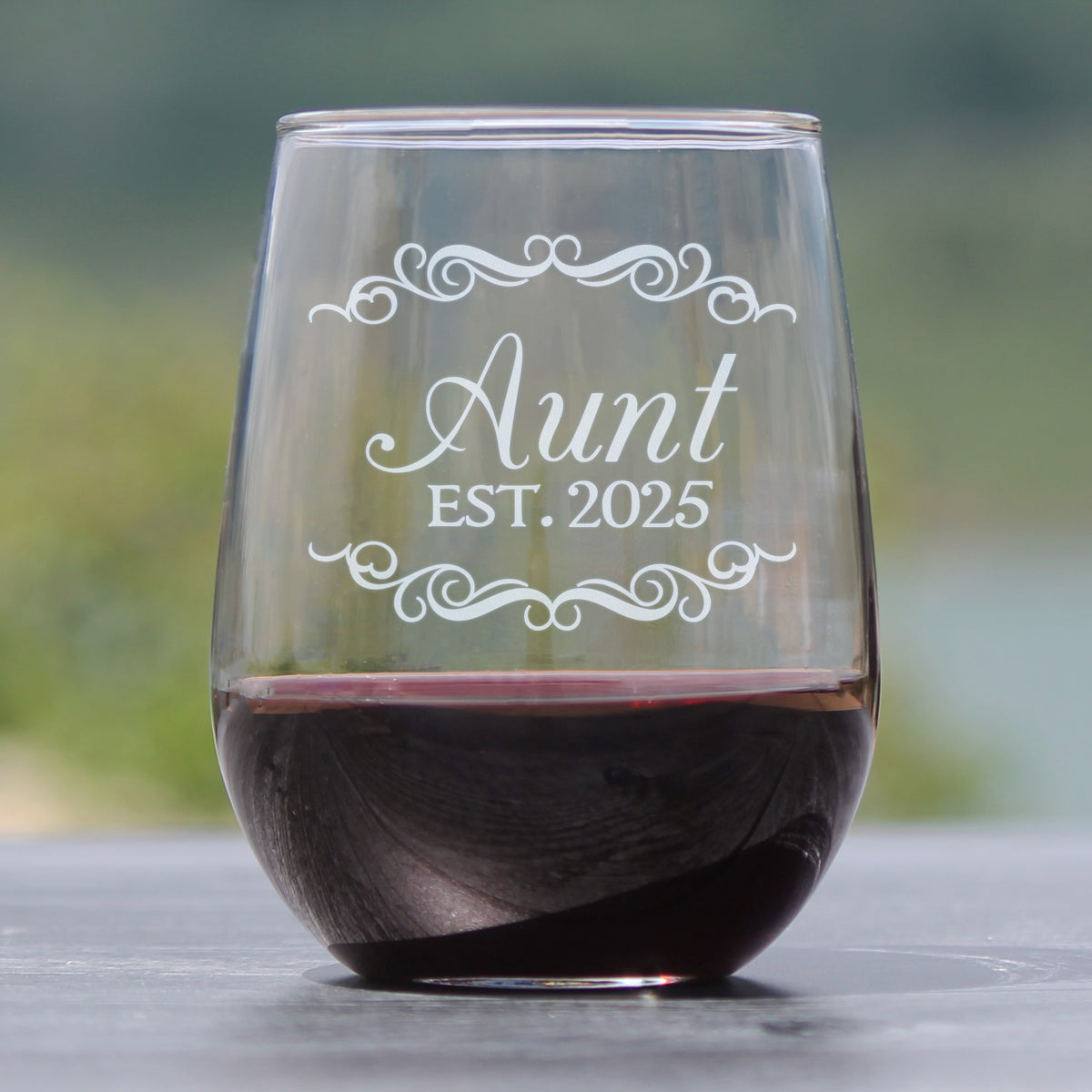 Aunt Est 2025 - New Aunties Stemless Wine Glass Gift for First Time Aunts - Decorative 17 Oz Large Glasses